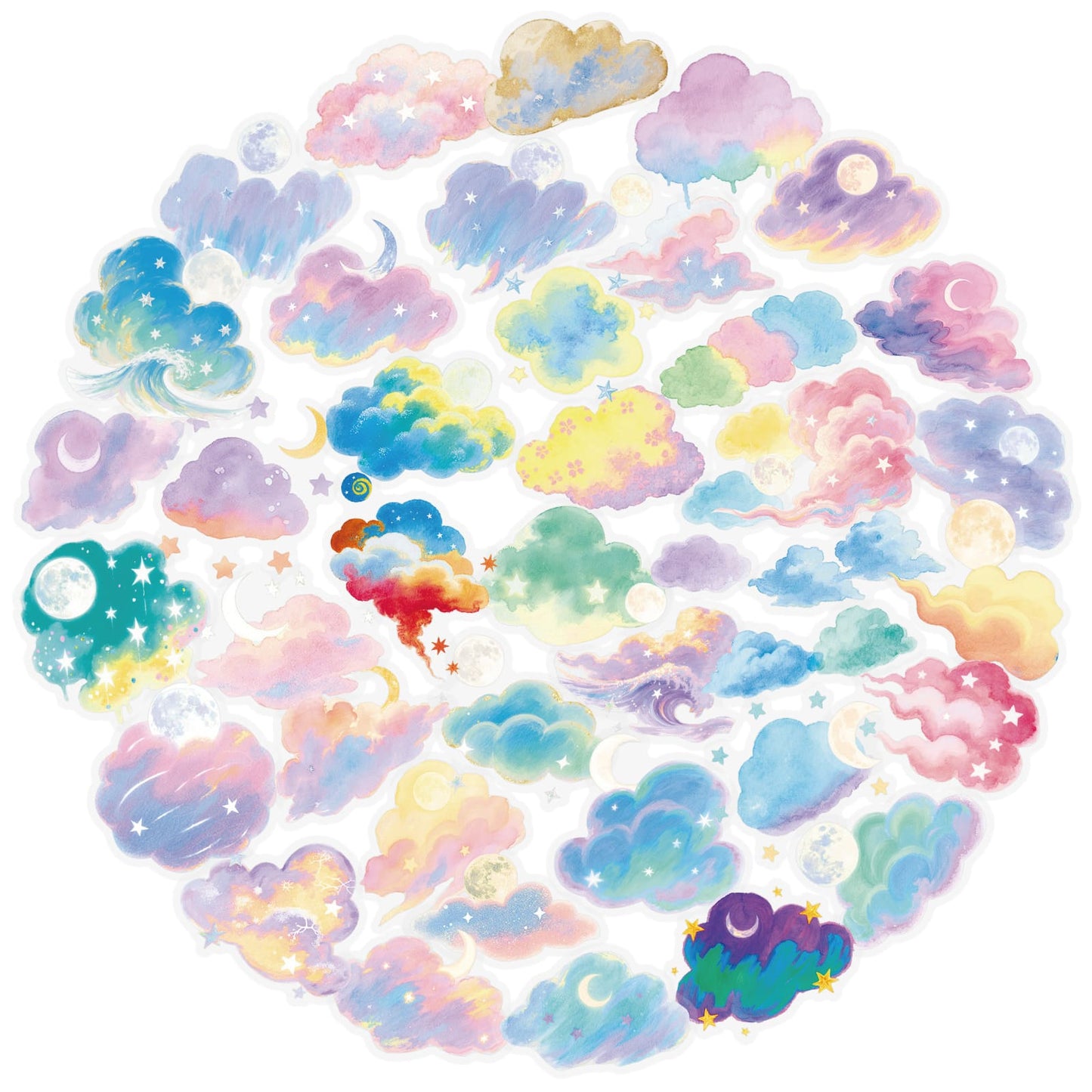 Watercolor Cloud Stickers Pack