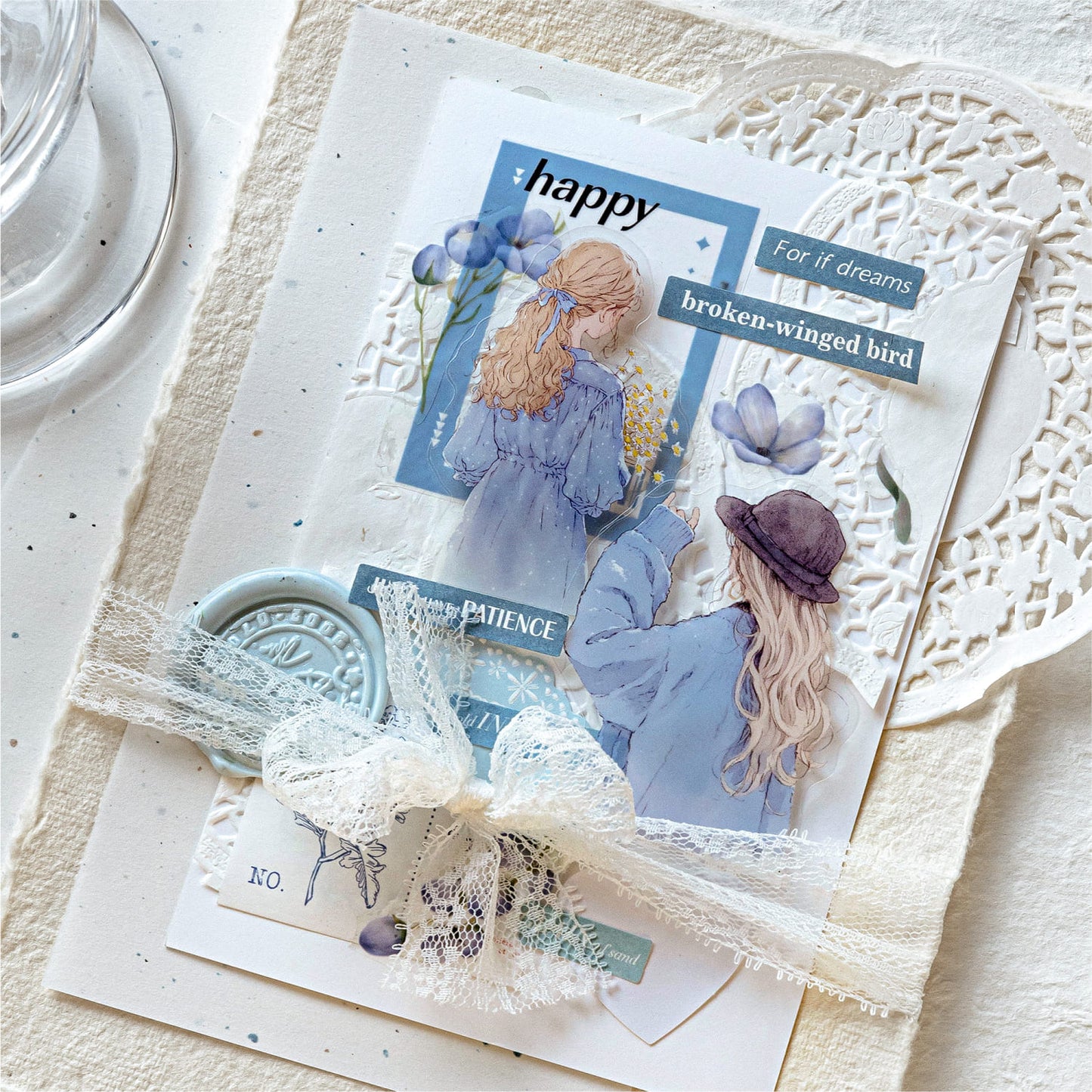 Journal decorated with backview character stickers