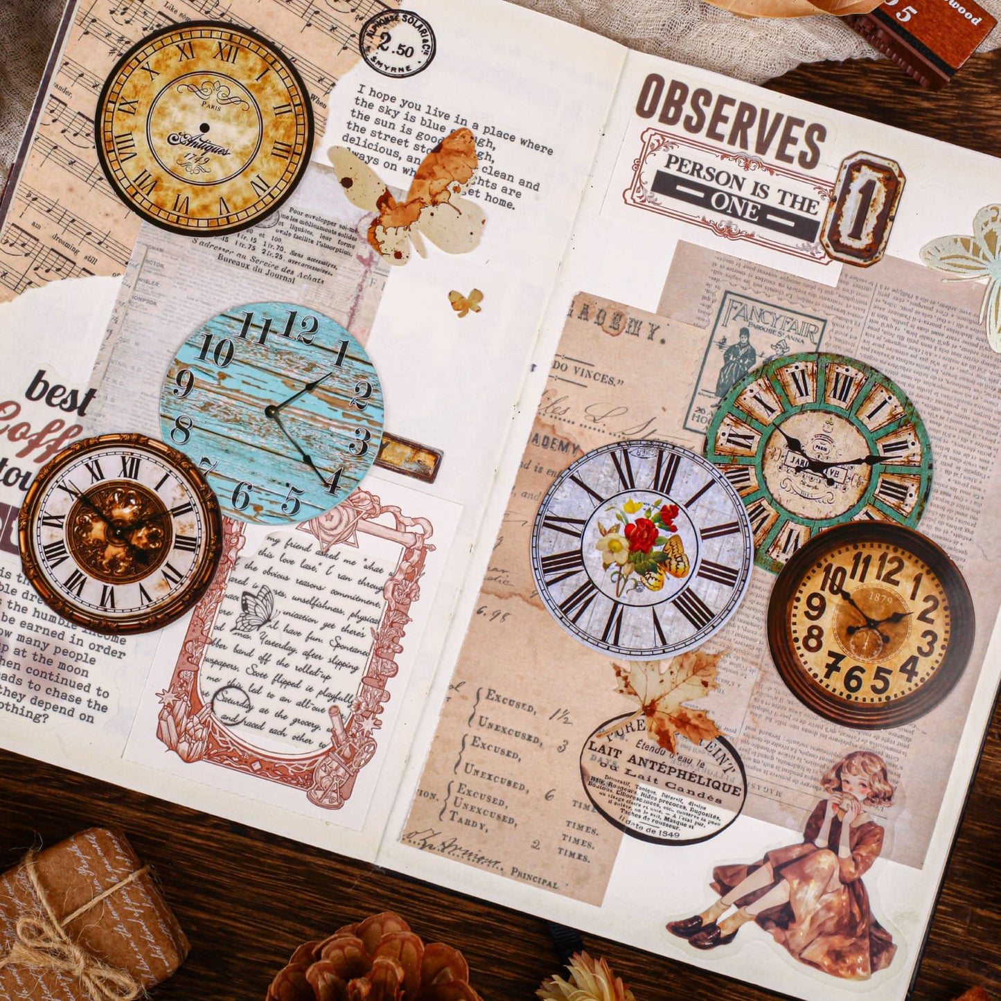 Vintage Clock Theme Stickers