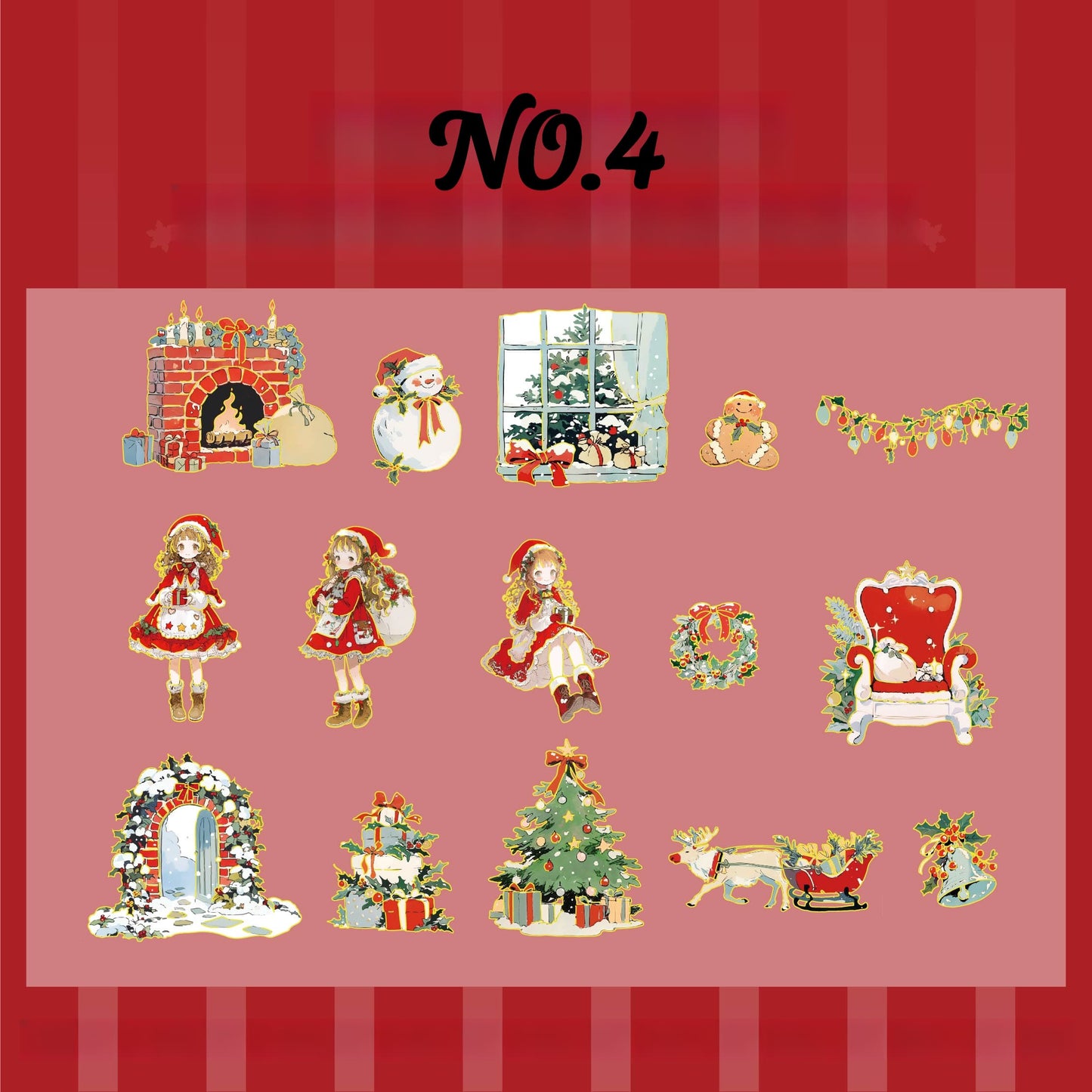 Cute Christmas Girl Stickers