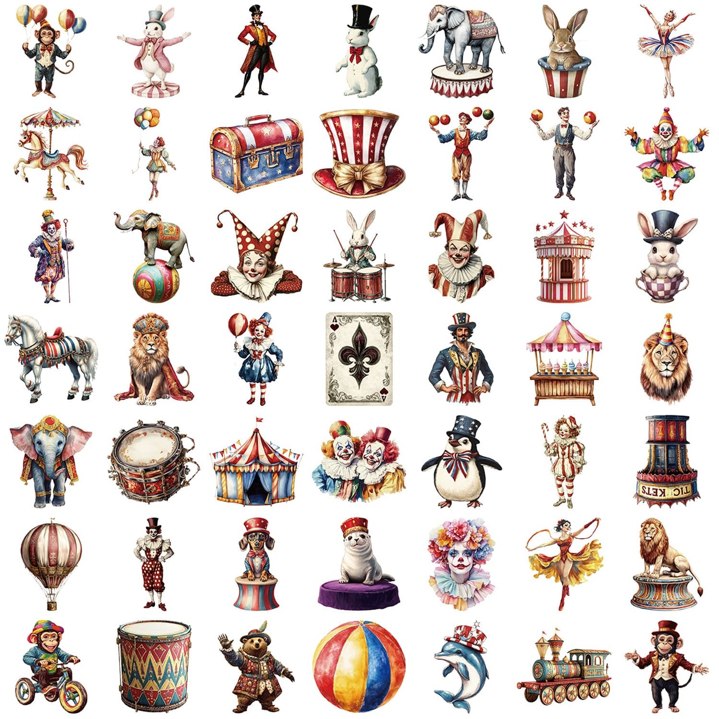 50PCS Circus Sticker Pack