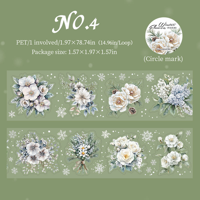 Winter Floral Die-Cut PET Tape