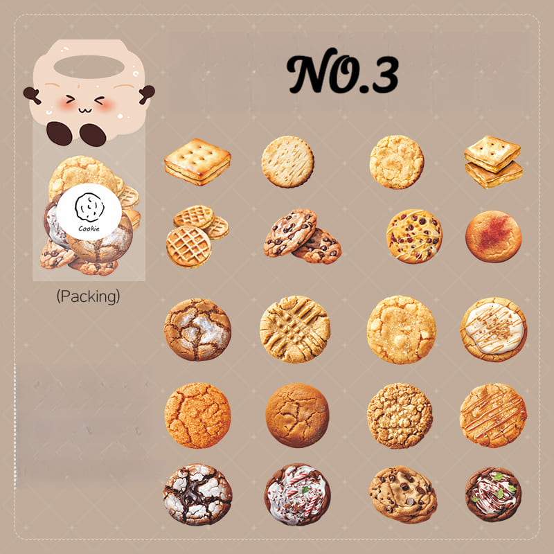 Chocolate chip cookie and chocolate candy stickers