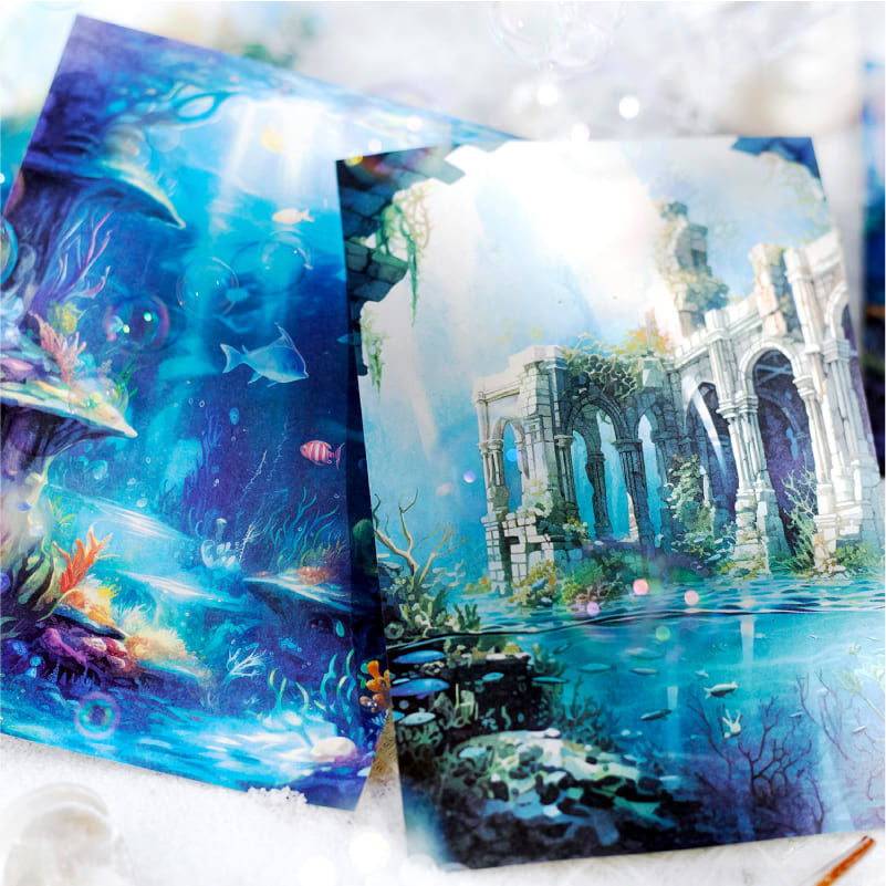 Underwater Ruins-themed scrapbook paper