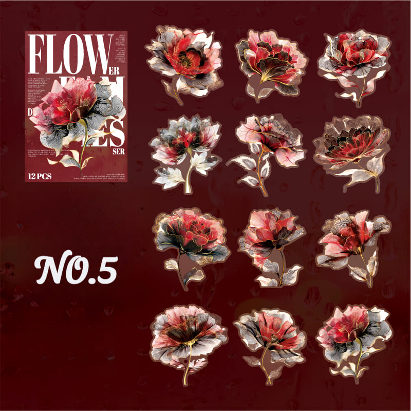 Gold Foil Floral PET Sticker Pack