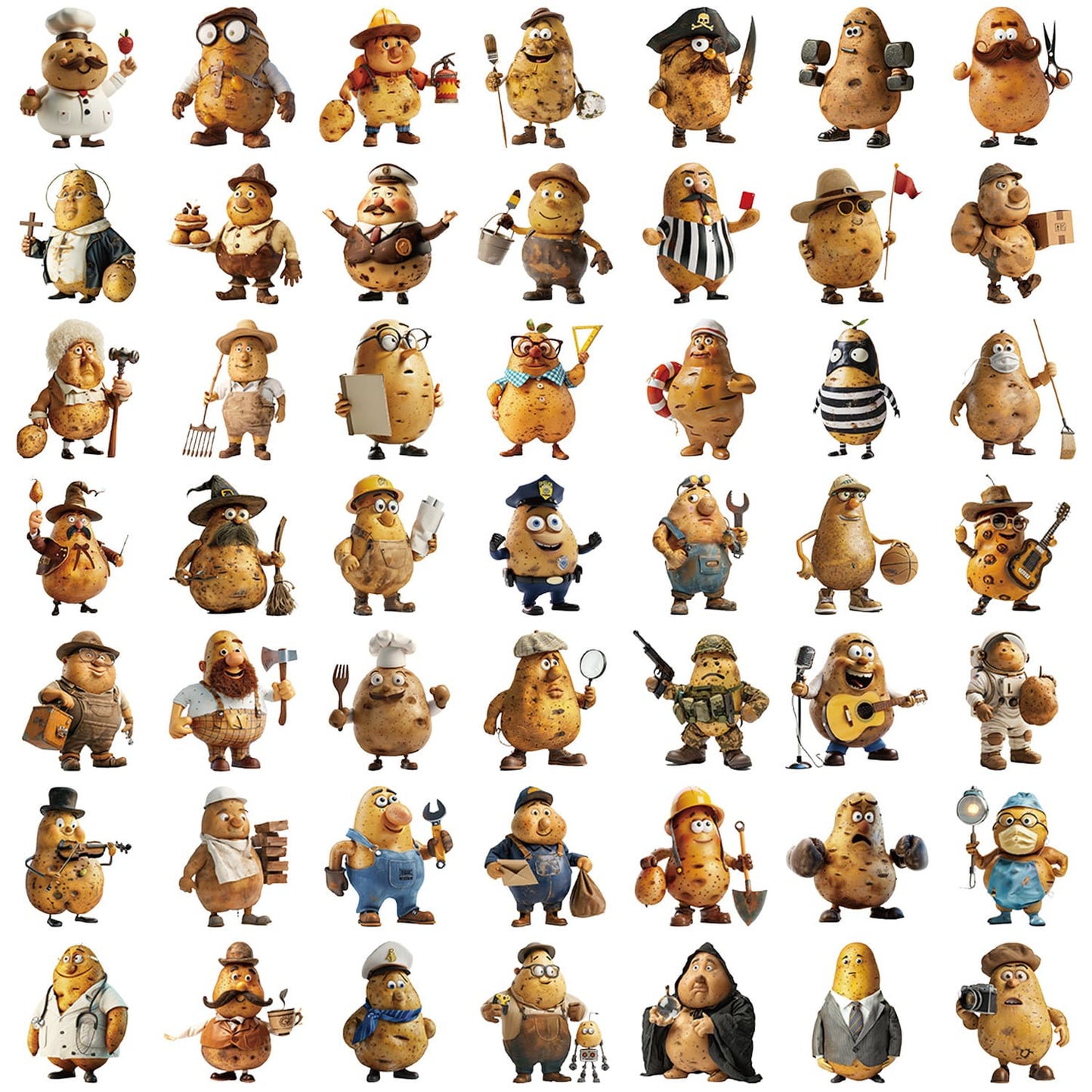 50PCS Potato Person Sticker Pack