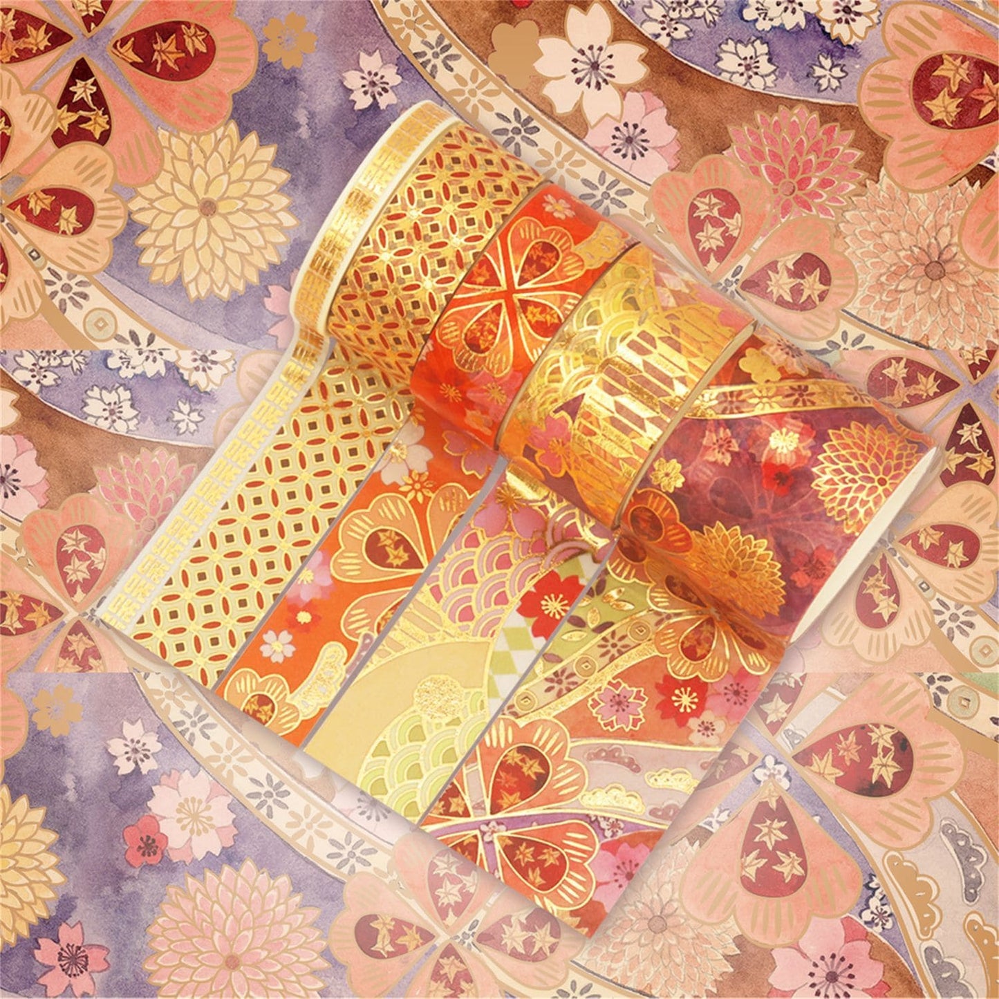 15 rolls Gold Foil Floral Washi Tape