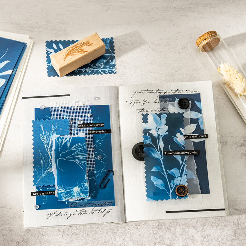 Blue Botanical Scrapbook Paper Pack