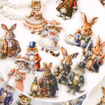 Cute Animal PET Stickers Set – Bunny and Cat Decorative Stickers