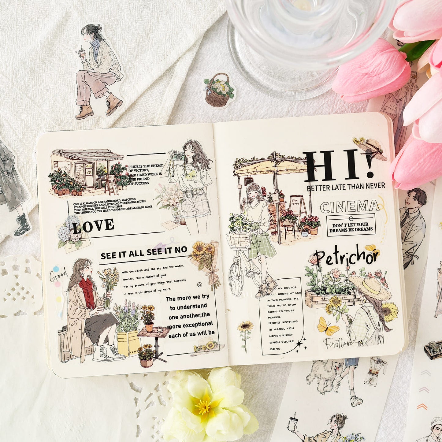 6-Pack Cute Character Die-Cut Washi Tape Set