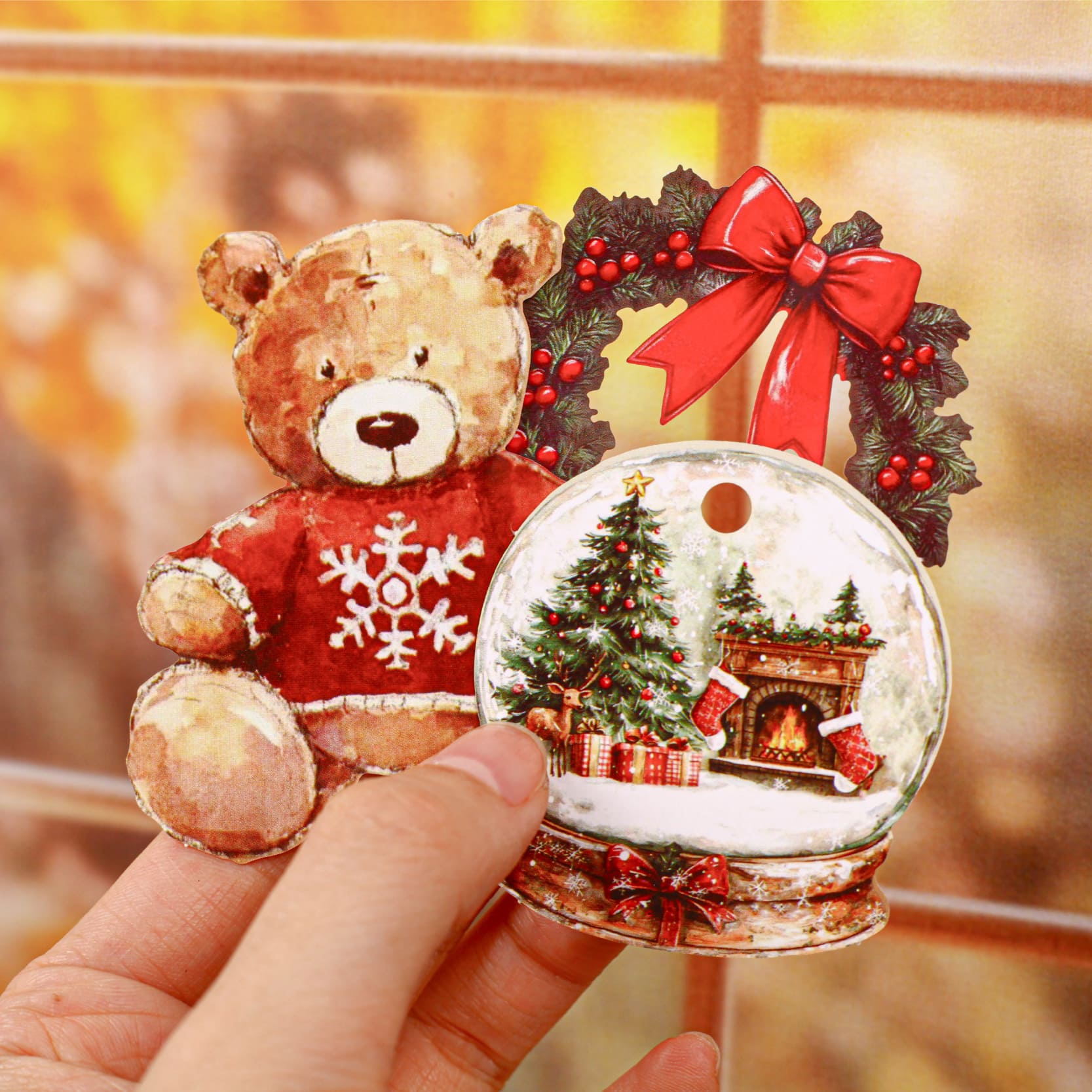 Crystal ball and bear Christmas sticker for bullet journals, scrapbooks, and phone cases