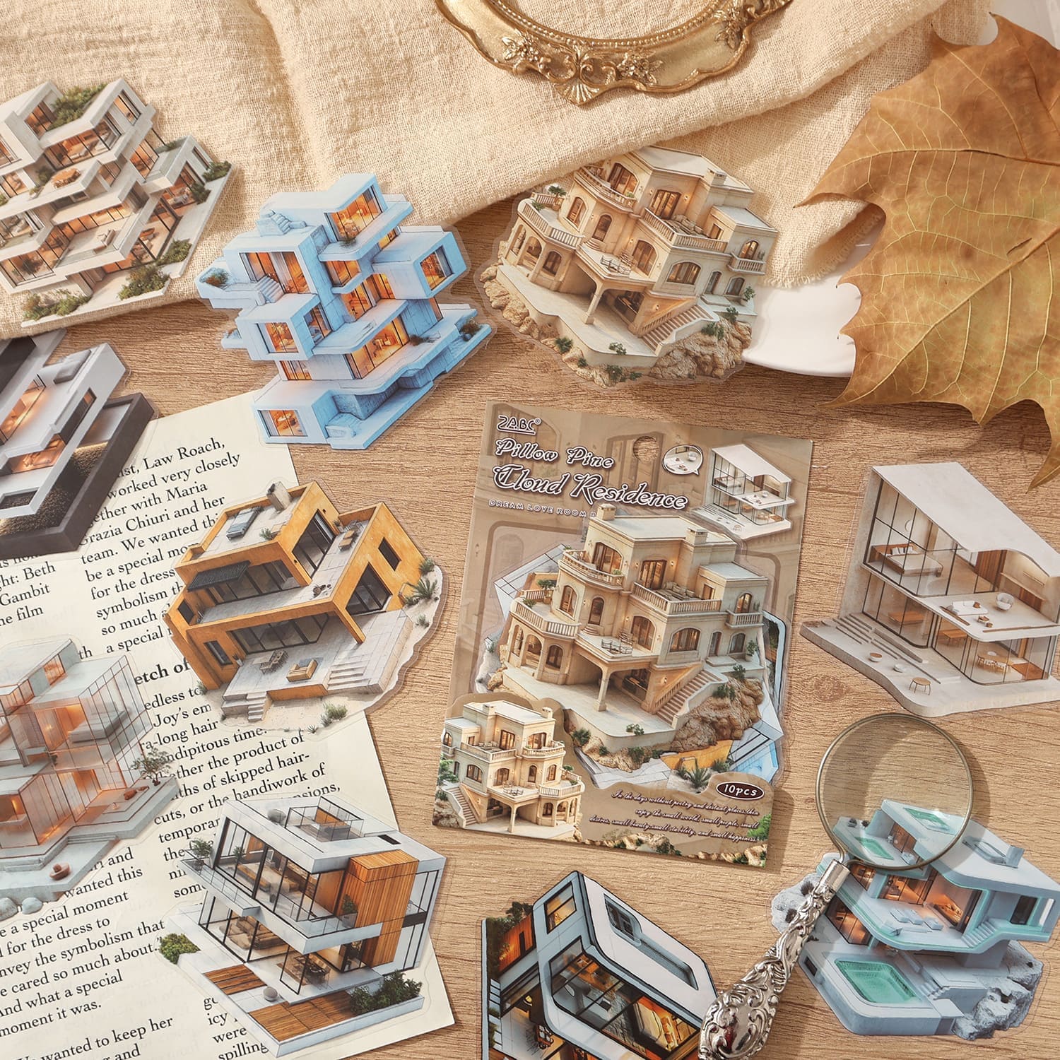 Modern architecture sticker for journaling and DIY crafts