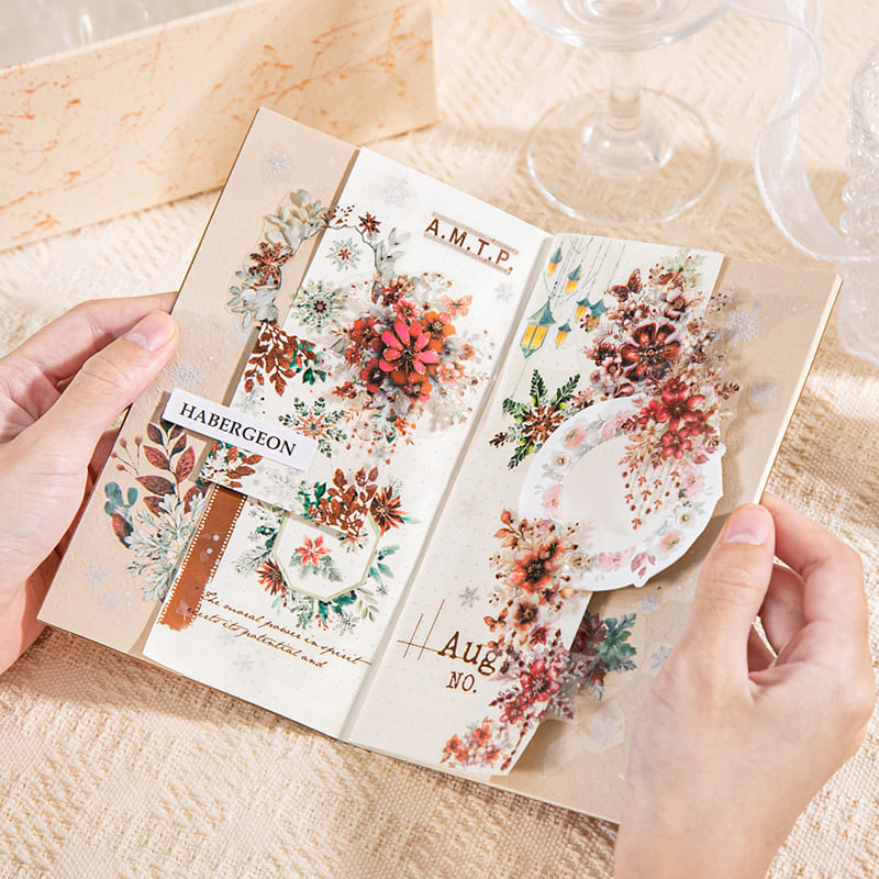 Tape used creatively on planner pages for winter decor