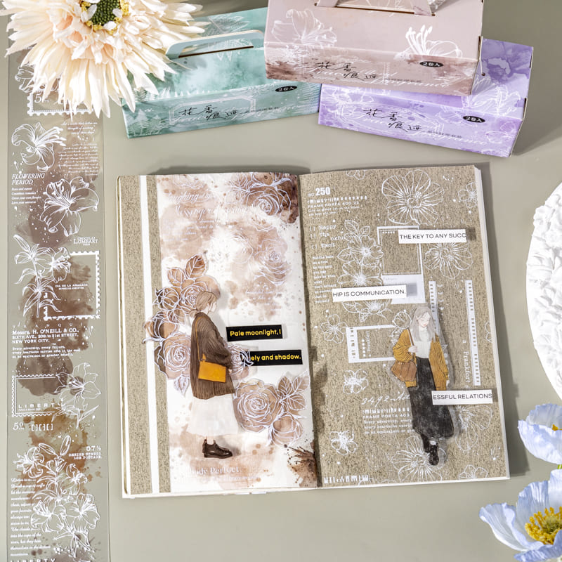 2-Pack Floral Marble PET Tape Set