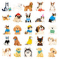 Flat lay of dog sticker pack – 56PCS hand-drawn cartoon dogs