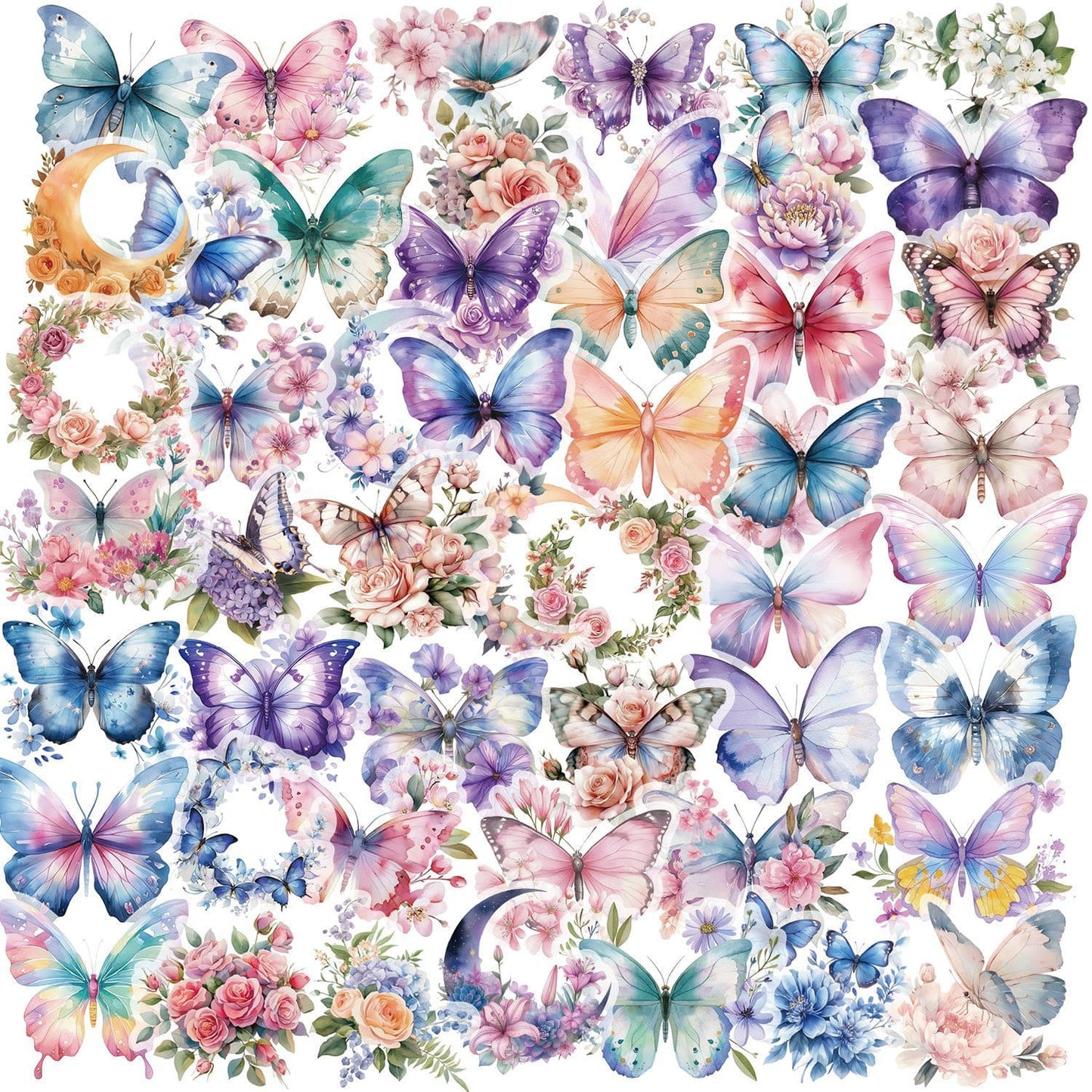 50PCS Colorful Butterflies Stickers