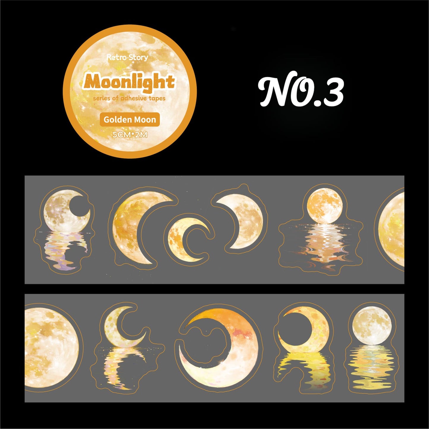 Moon Theme Die-Cut PET Tape