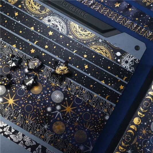 Black Sky Foil Silver Washi Tape Set