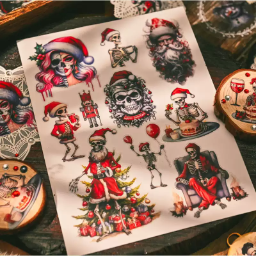 Christmas Series - Dark Skeleton Punk Transfer Sticker