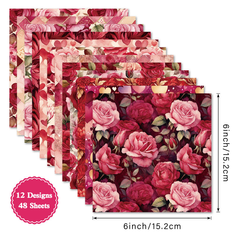 48PCS Rose  Scrapbook Paper