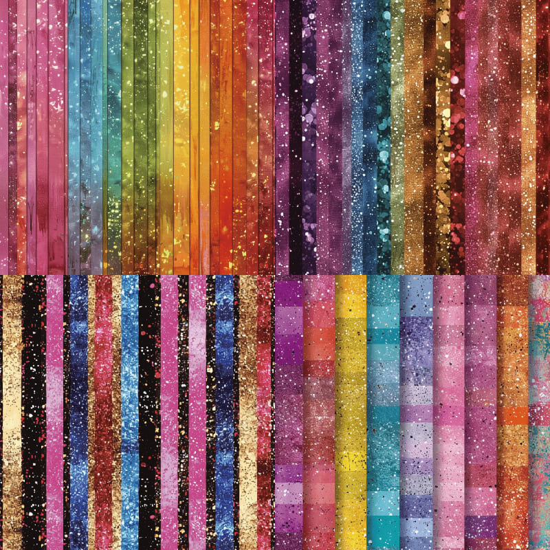 24PCS Multi-Color Glitter Scrapbook Paper