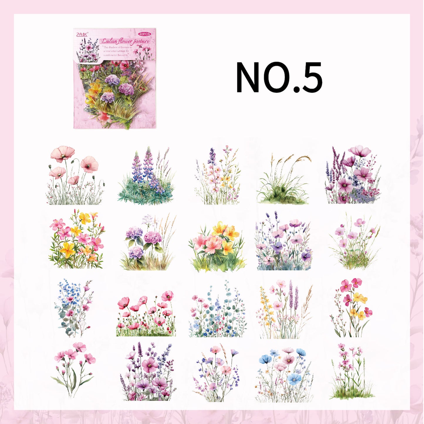 40pcs Floral Theme Sticker