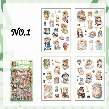 Cartoon Puppy & Kitten Sticker