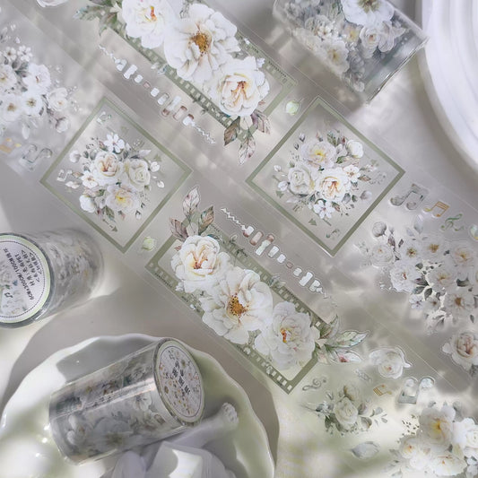 Die-Cut Fresh White Floral Tape