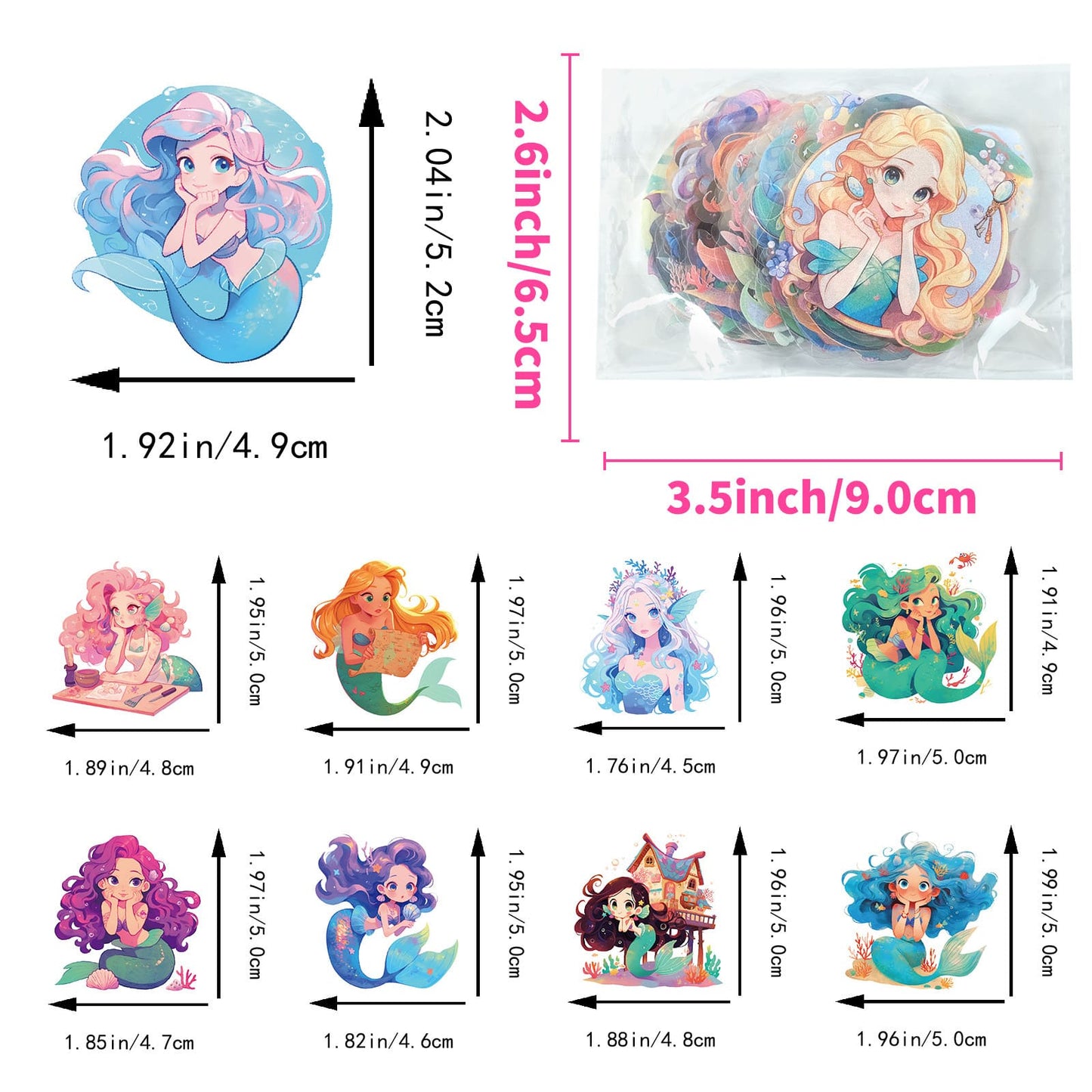 50PCS Fairy Tale Mermaid Stickers Pack