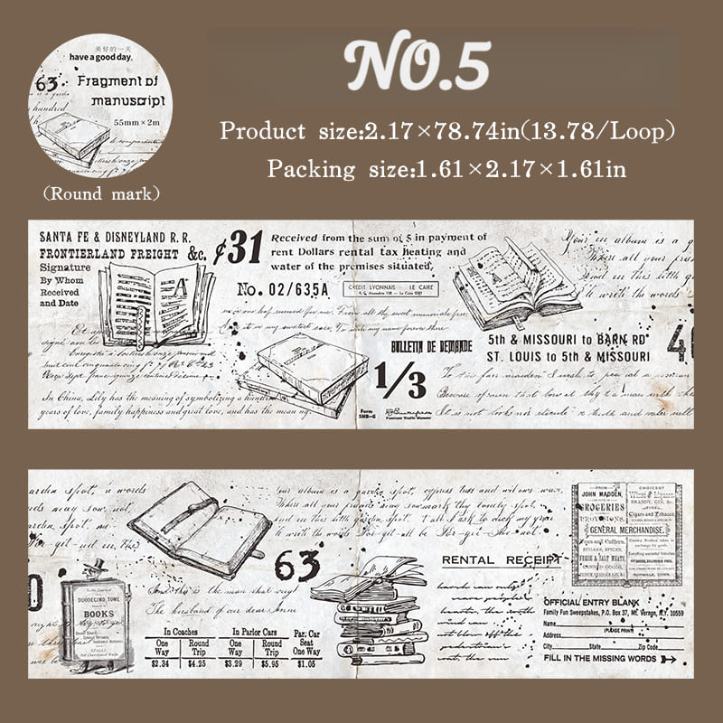 Vintage Manuscript Washi Tape