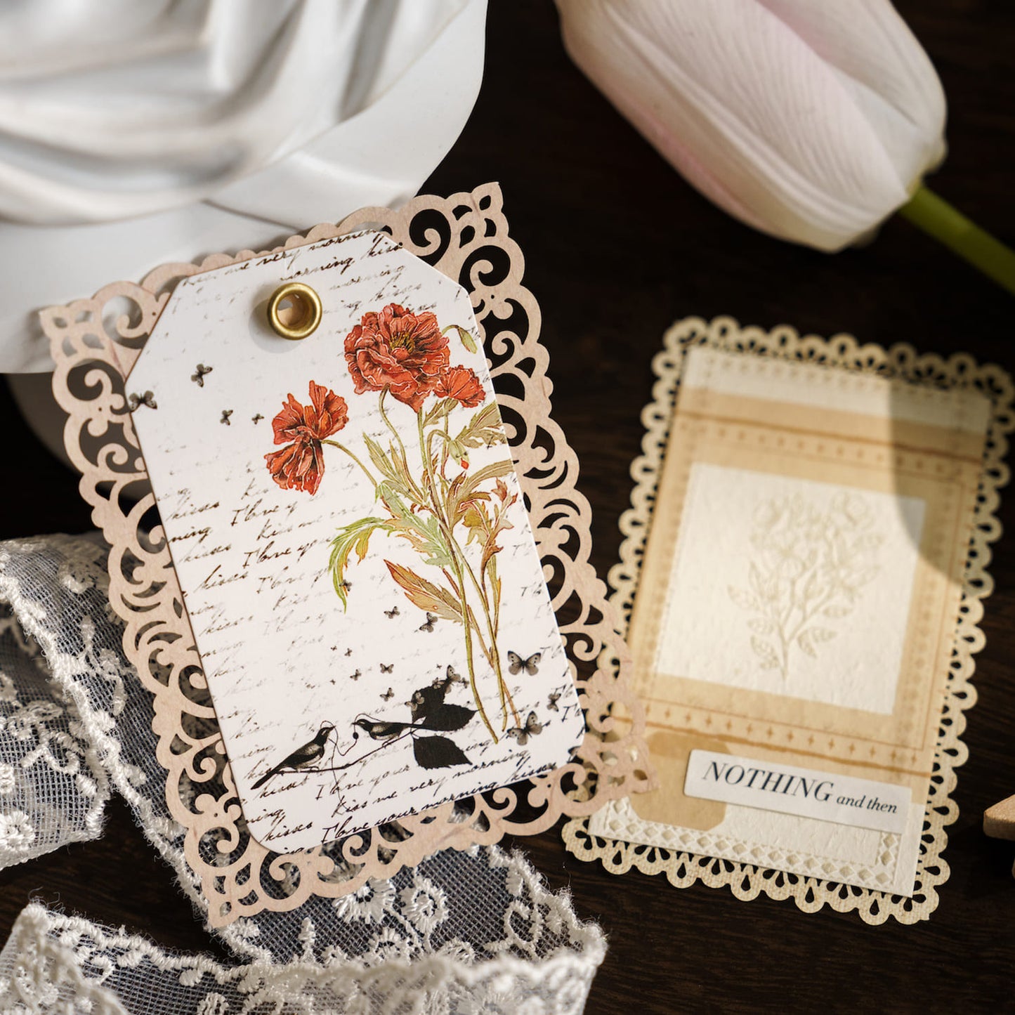Hollow-Out Vintage Floral Paper