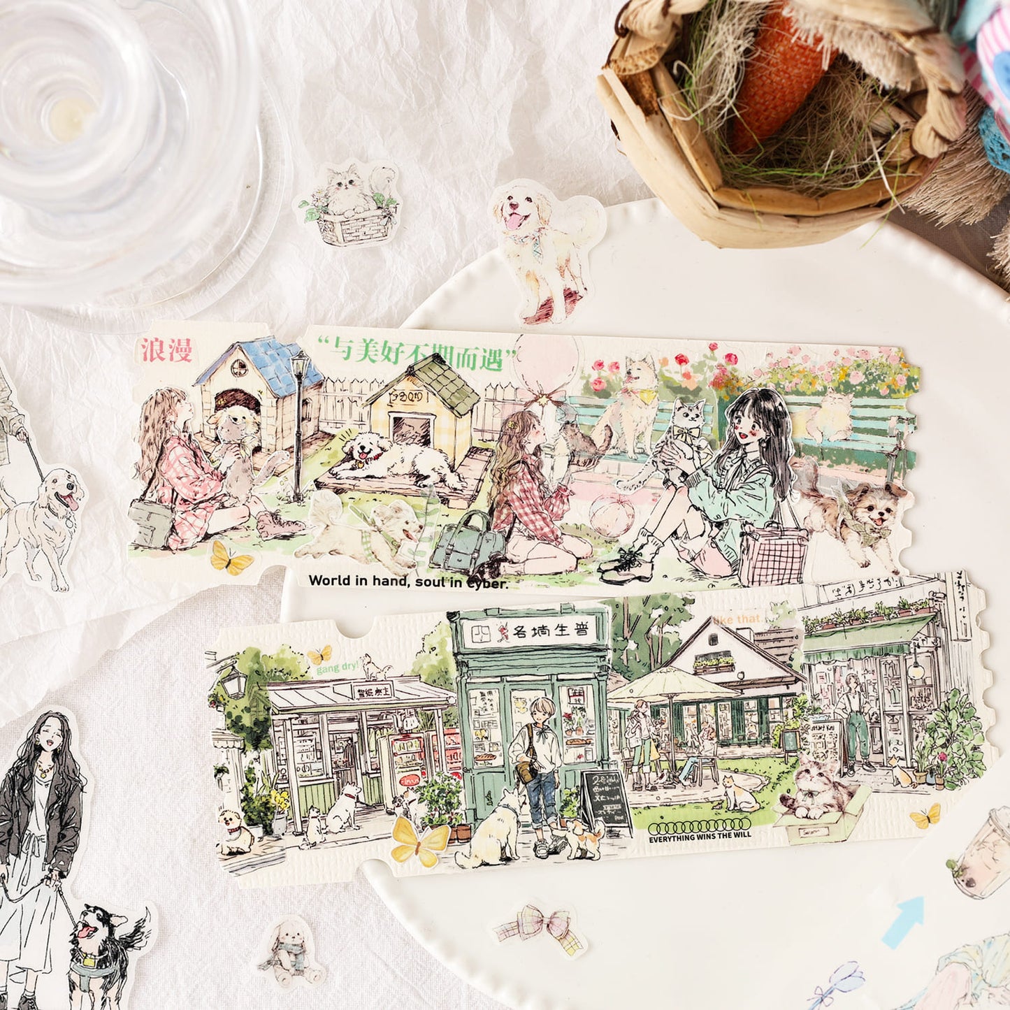 6-Pack Cute Character Die-Cut Washi Tape Set