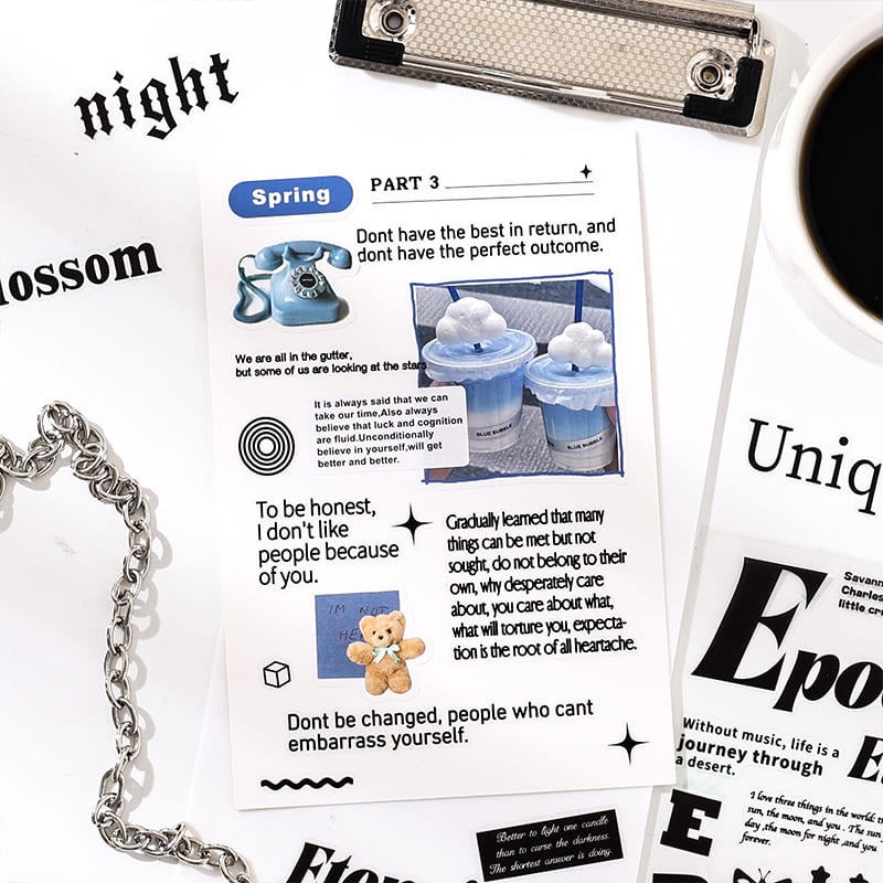 Black And White English Die-cut Stickers