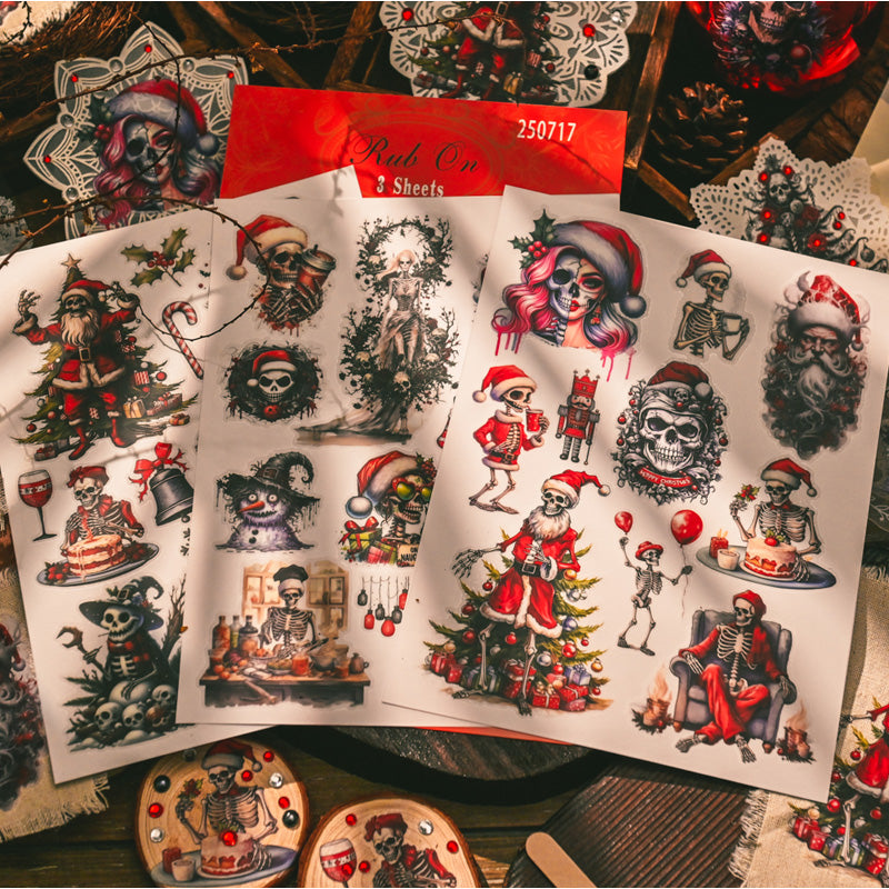 Christmas Series - Dark Skeleton Punk Transfer Sticker
