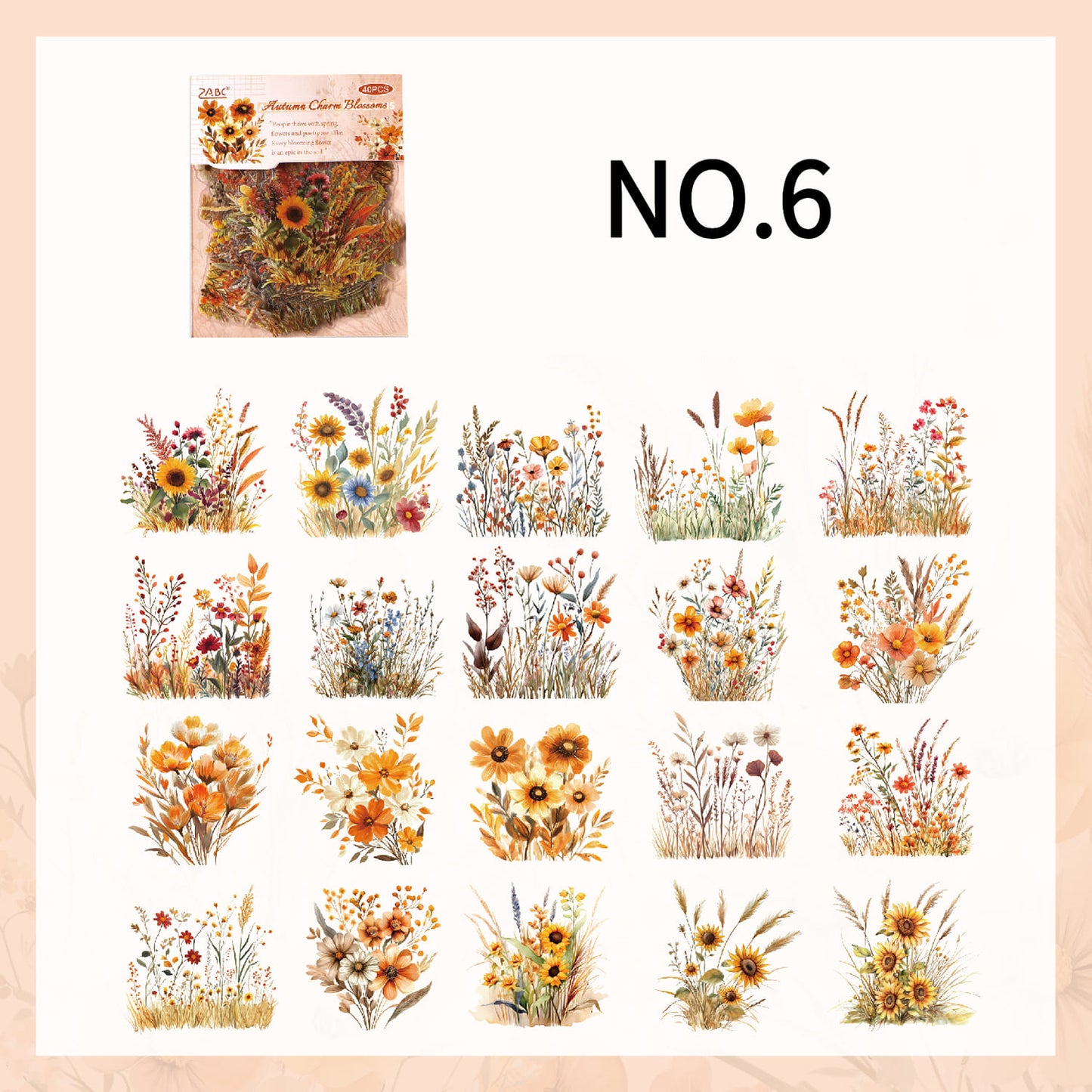 40pcs Floral Theme Sticker