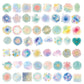 Flat lay of dreamy planet sticker pack – 56 pieces