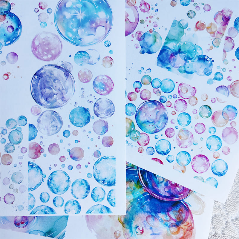 Gradient watercolor bubble tape for scrapbooking