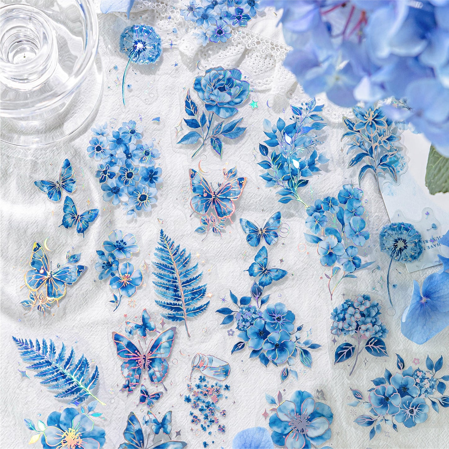 Flat lay of individual SKU stickers - flower design