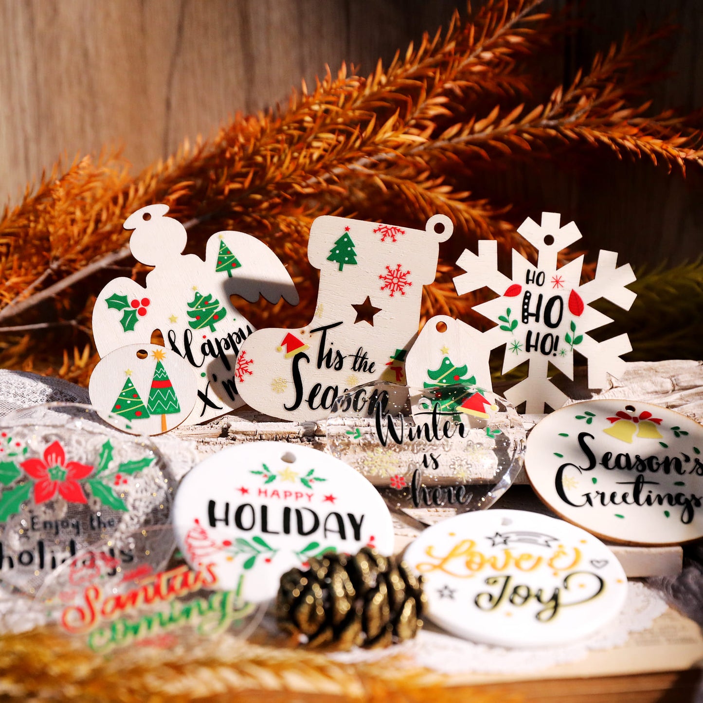 2PCS Christmas Phrase Transfer Stickers