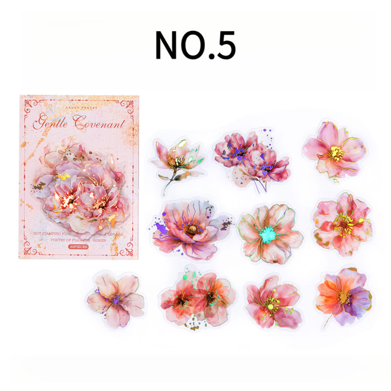 Pink gold foil floral sticker NO.5 – perfect for A6/B5 planners, scrapbooks, and coffee cups.