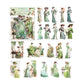 Green tone Roman Holiday character stickers