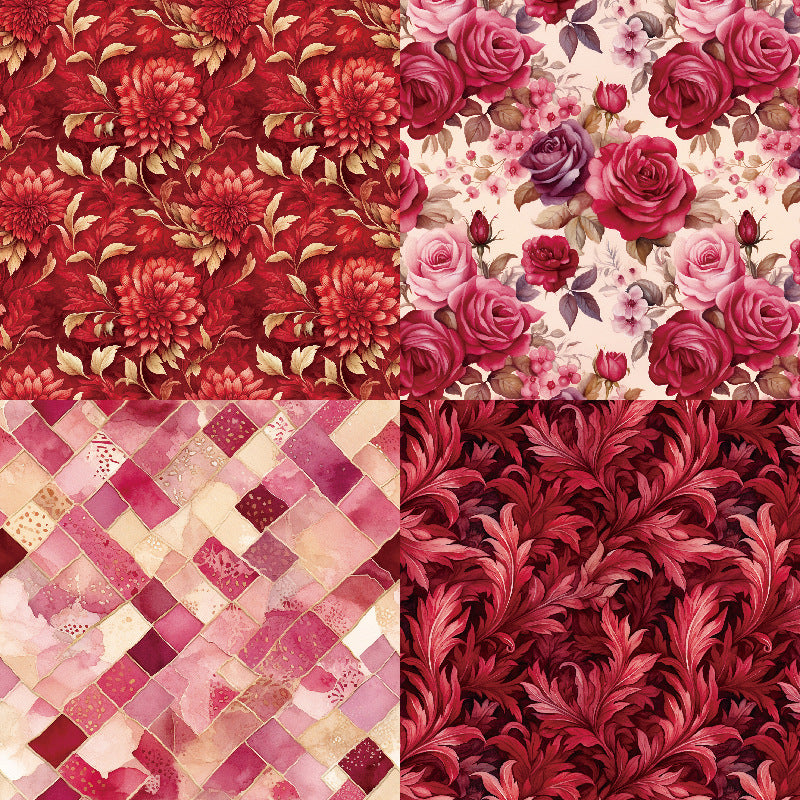 48PCS Rose  Scrapbook Paper