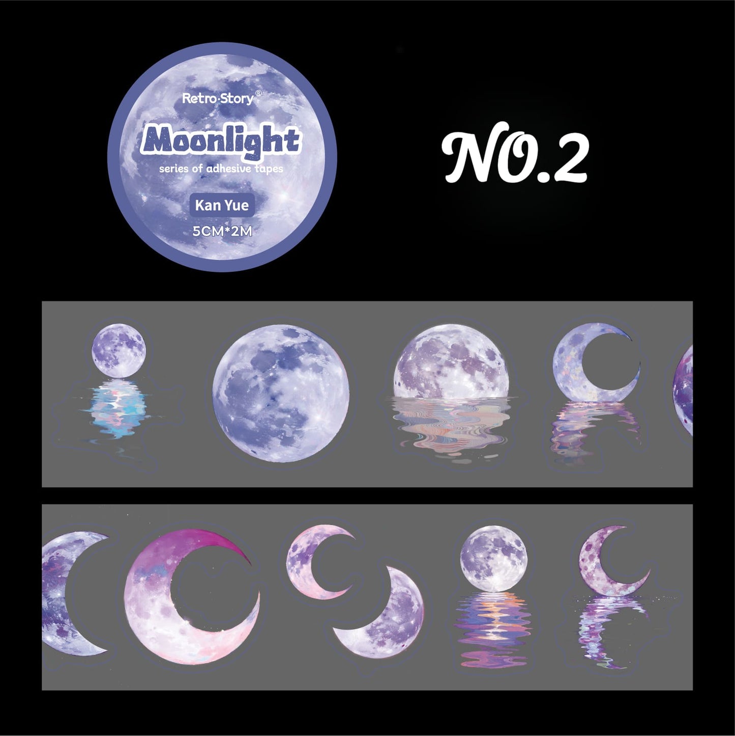 Moon Theme Die-Cut PET Tape