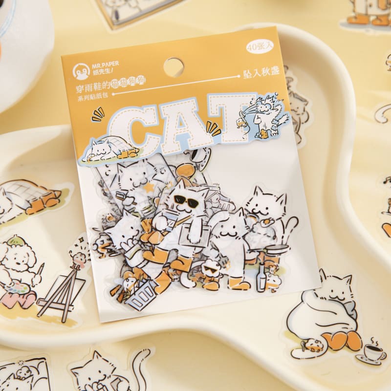 Cats & Dogs in Rain Boots Stickers