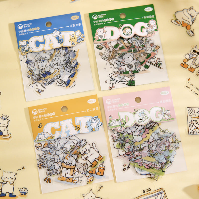 Cats & Dogs in Rain Boots Stickers