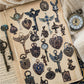 Individual key sticker designs preview – part of key theme sticker set for planners