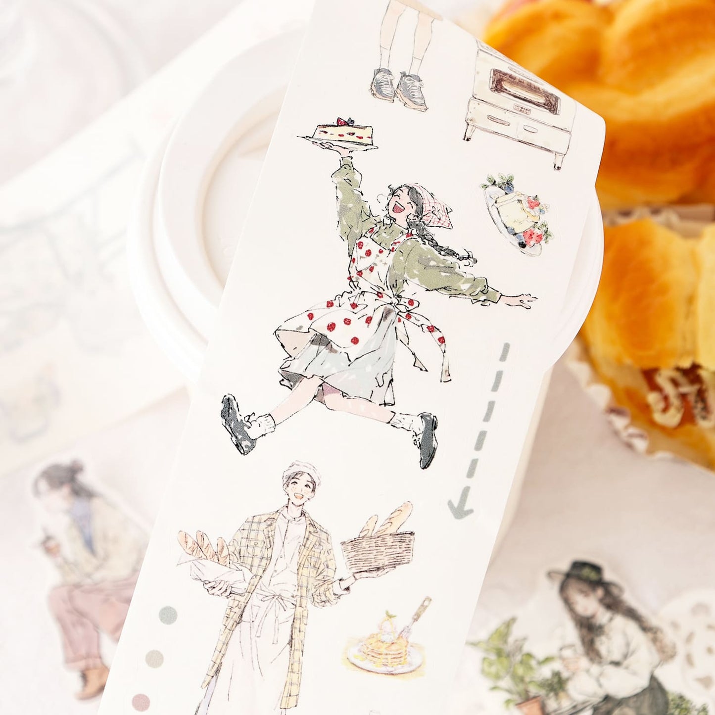Retail Therapy" washi tape with whimsical shopping scenes 