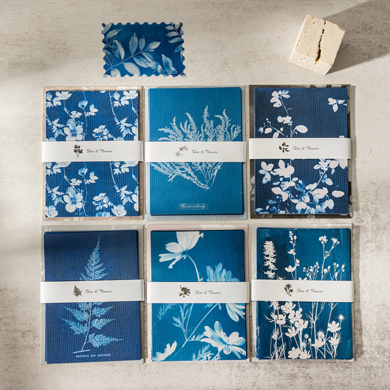 Blue Botanical Scrapbook Paper Pack