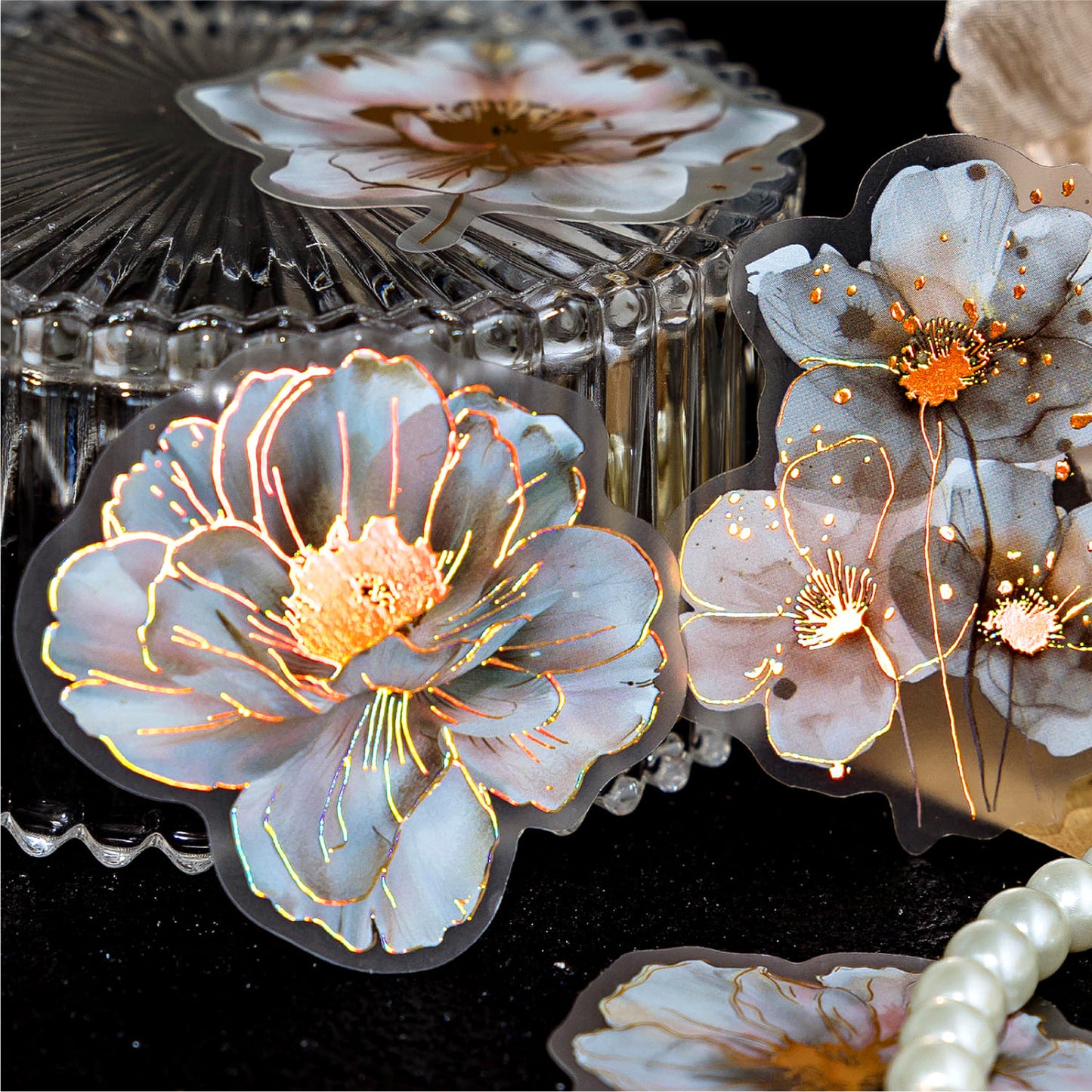 Elegant Gold Foil Floral Stickers