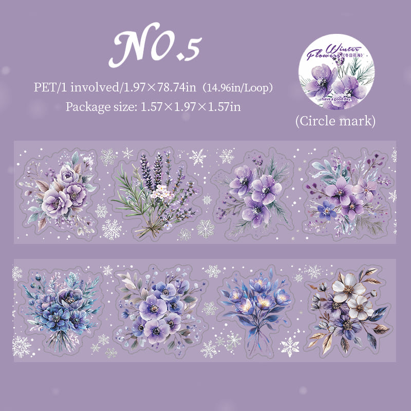 Winter Floral Die-Cut PET Tape